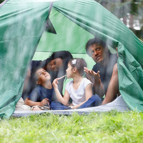 family in tent